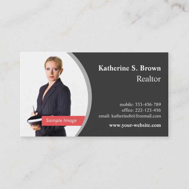 Professional Realtor Left Photo Business Cards (front side)