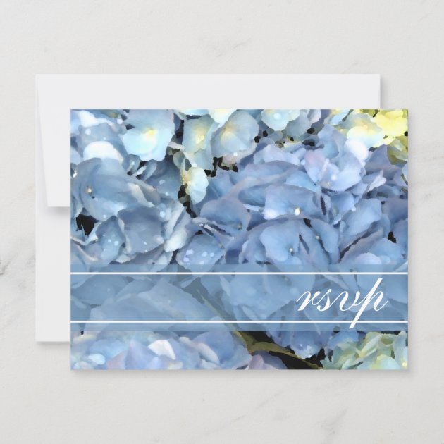 Blue Hydrangea Blossom Wedding RSVP Response Card