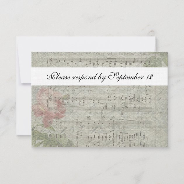 Vintage Rose and Music rsvp with envelope