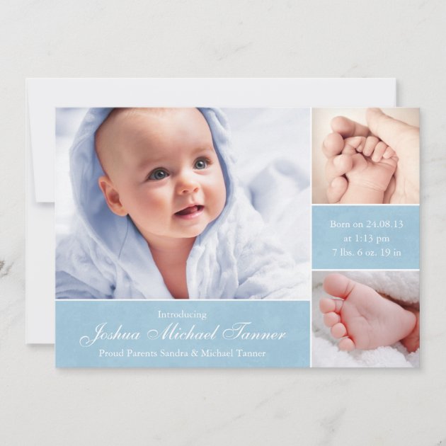 Textured Photo Boxes Baby Announcement - Boy