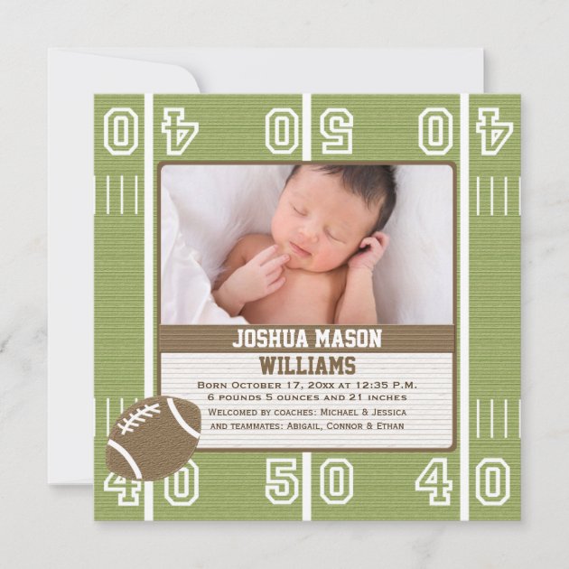 Football Photo Birth Announcement Cards (front side)