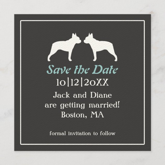 Boston Terriers Wedding Save the Date Invitation