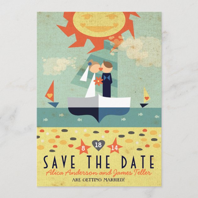Sailboat Destination Wed Kissing Couple Save Date Save The Date
