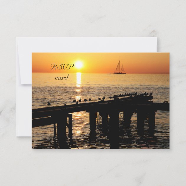 ocean sunset RSVP card