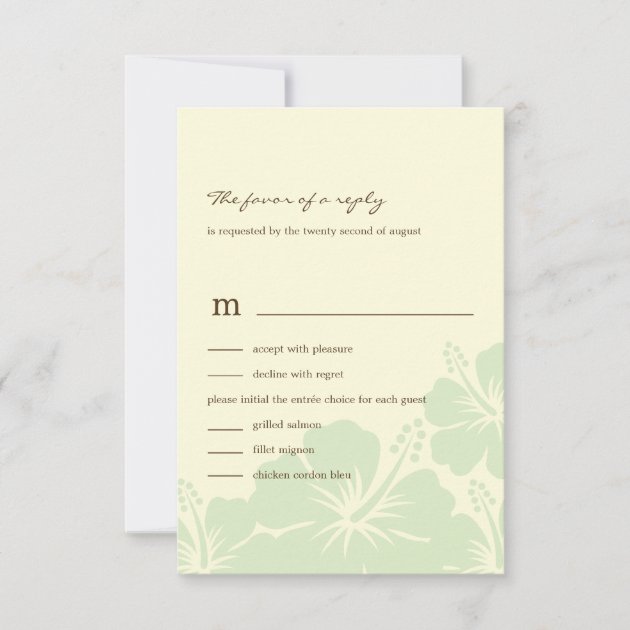 Delightful Hibiscus Wedding RSVP Cards (Green)