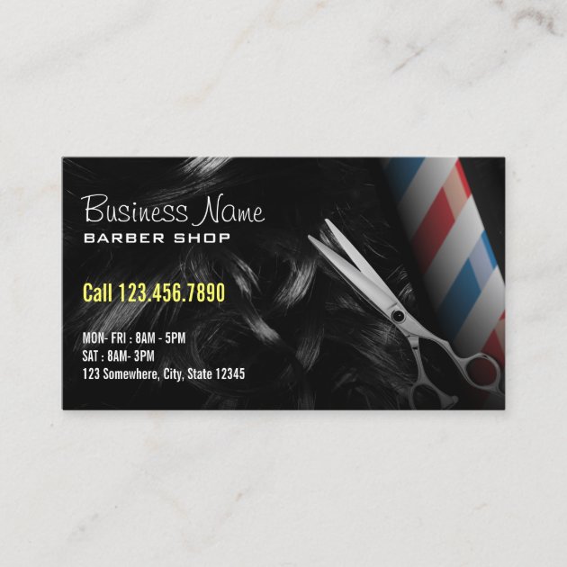Silver Scissor Professional Barber Shop Business Card (front side)