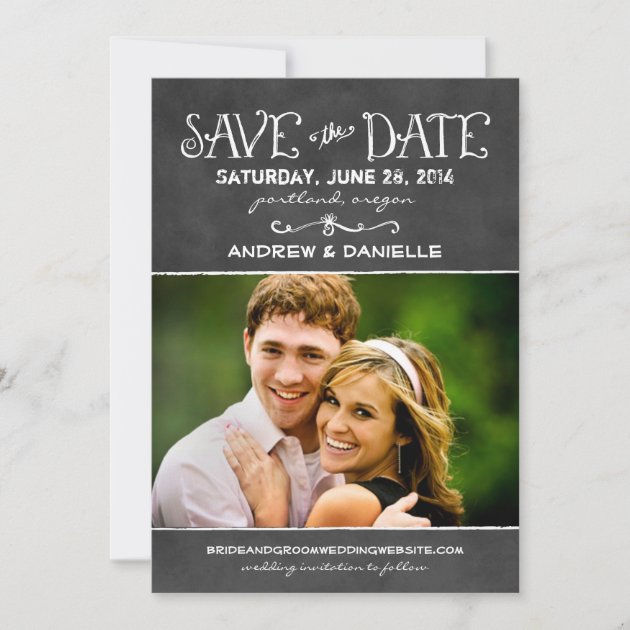 Save the Date Card | Black Chalkboard Charm (front side)
