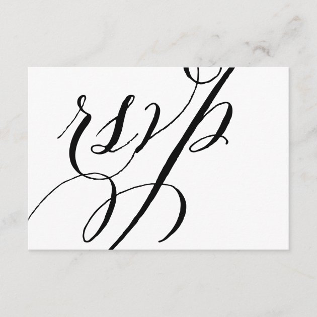 Black & White Calligraphy Wedding RSVP Card