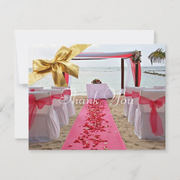Rose Petals On Red Carpet Wedding Thank You Card2