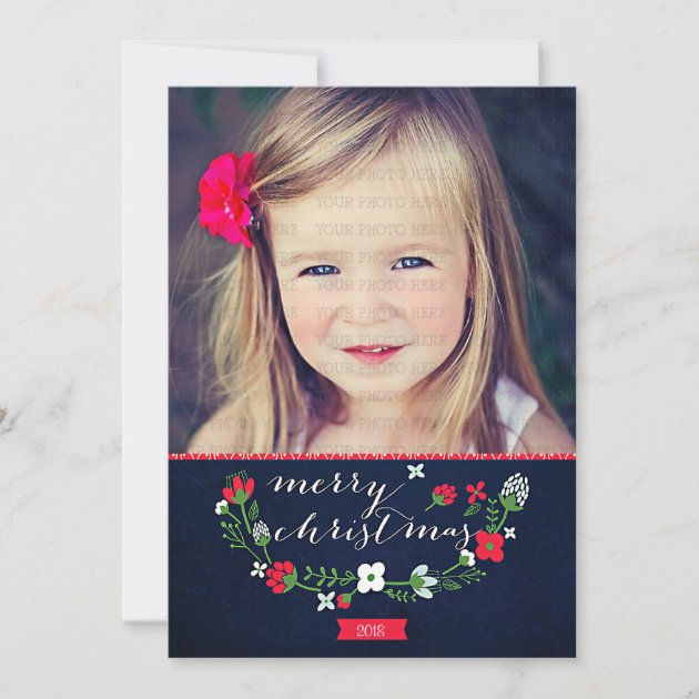 Modern Classy Chevron Merry Christmas Photo Card (front side)