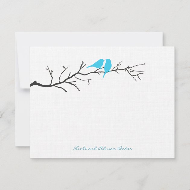 Birds Silhouettes Thank You Cards - Turquoise -