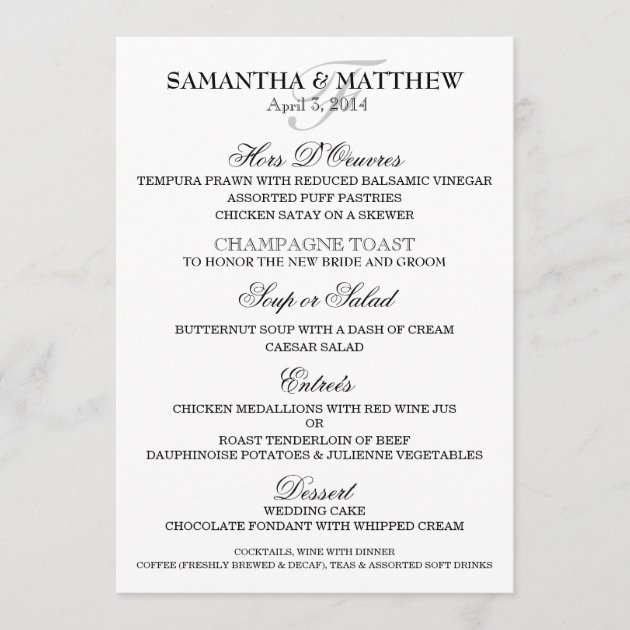 Wedding menu template PERSONALIZE (front side)