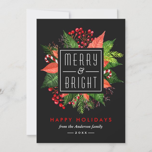 Happy Holiday Wishes Merry Bright Christmas Photo (front side)
