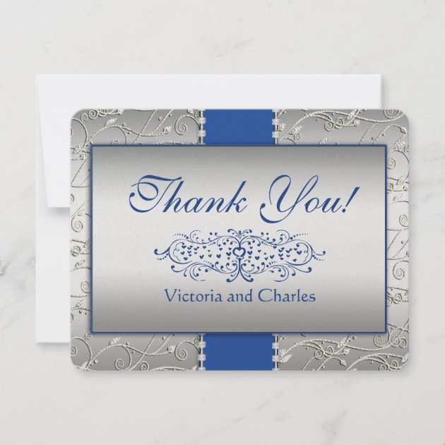 Blue and Silver Swirl Wedding Thank You