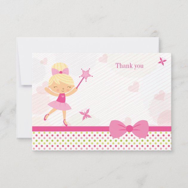 Cute pink ballerina girl's birthday thank you card