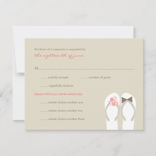 Mr & Mrs Pink Flip Flops Beach Wedding RSVP Card