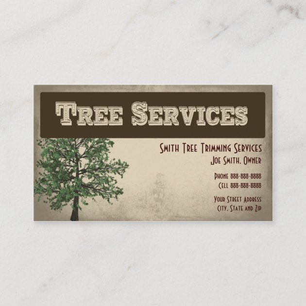 Tree Trimming Care Services Business Card (front side)