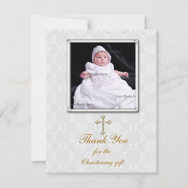 White Lace Religious Photo Card