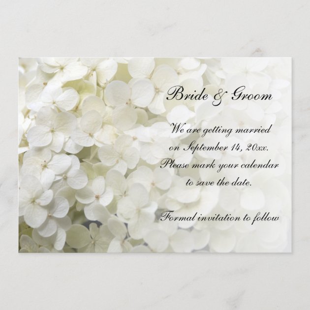 White Hydrangea Wedding Save the Date Announcement