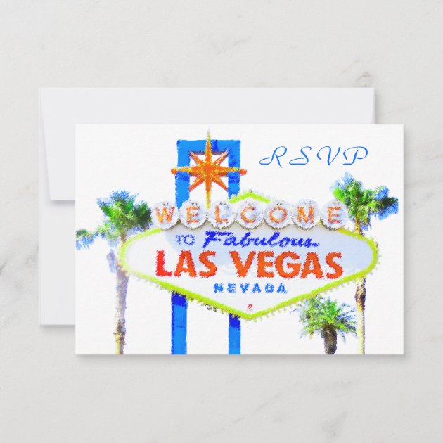 Las Vegas Wedding RSVP cards with envelopes (front side)