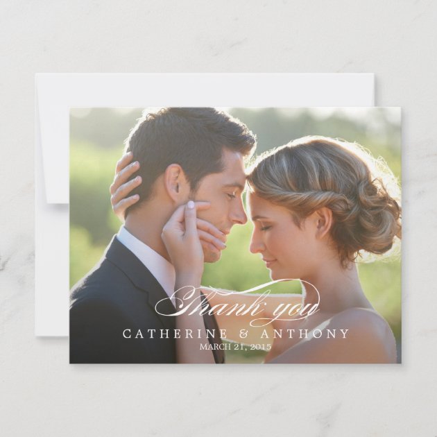 Pure Elegance Wedding Photo Thank You Card (front side)