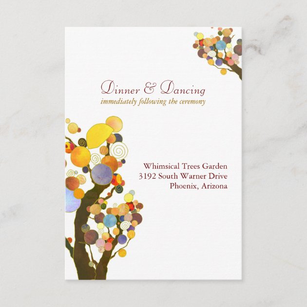 Elegant Love Trees White Wedding Reception Enclosure Card