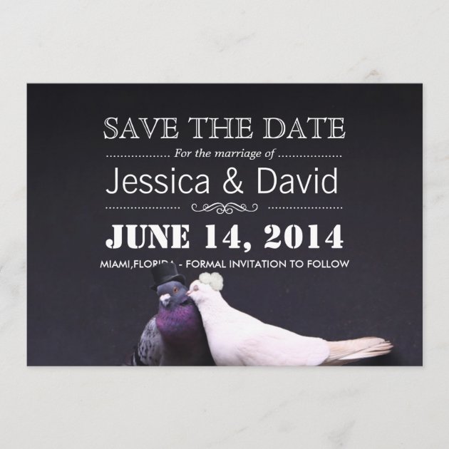 Bride & Groom Birds Save the Date Announcement (front side)