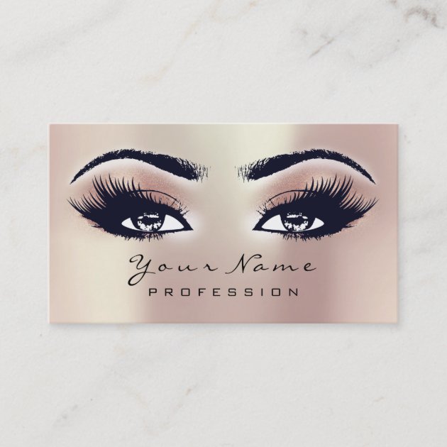 Makeup Eyebrow Eyes Lashes Glitter SPA Pink Rose Business Card (front side)