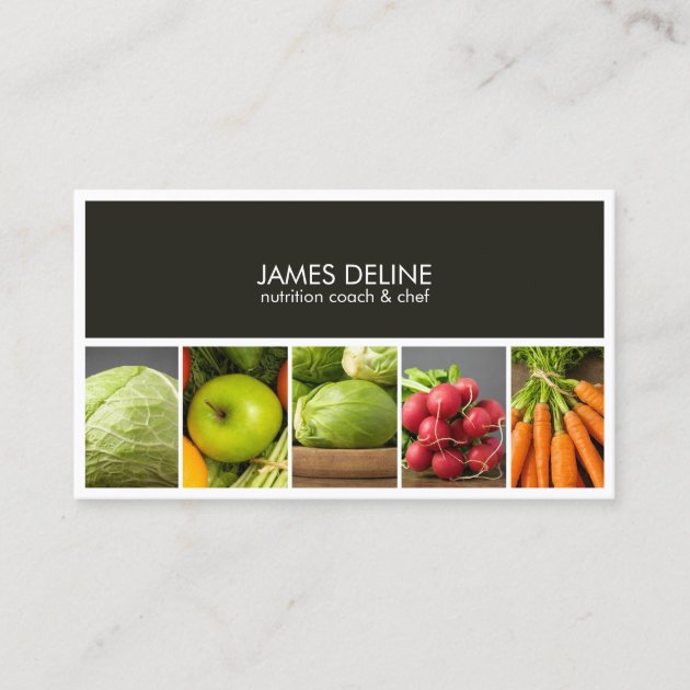 Modern Elegant Nutritionist Chef Business Card (front side)