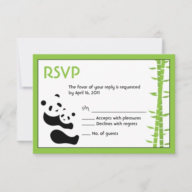 Modern Panda RSVP Card - White