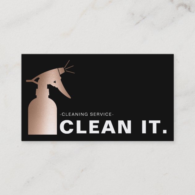 Rose Gold House Cleaner Cleaning Service Business Card (front side)