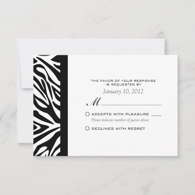 Elegant Black and White Zebra Custom RSVP