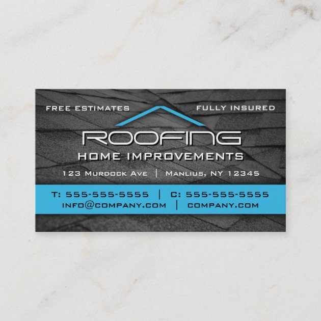 Roofing Professional Business Card Blue (front side)