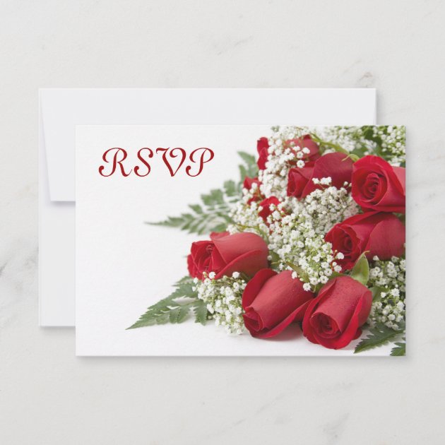 Red Roses Bouquet RSVP Cards