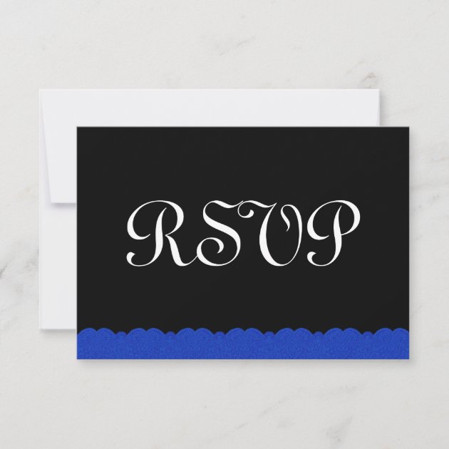 Royal Blue and Black  Lace RSVP Wedding Response