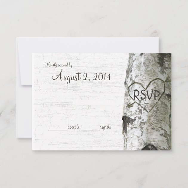 Birch Tree with Carved Heart RSVP