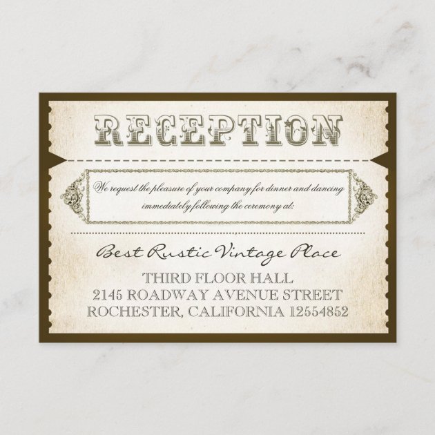 vintage rustic reception cards - tickets