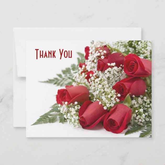 Red Rose Bouquet Thank You Card
