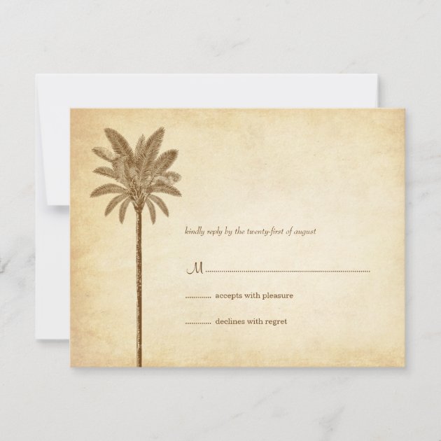 Vintage Palm Tree Wedding RSVP Cards