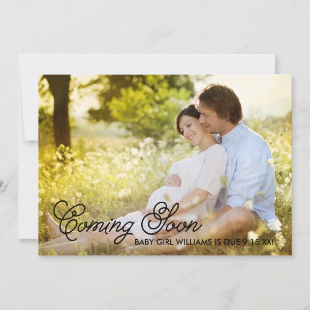 Simple Elegance Coming Soon Pregnancy Announcement (front side)