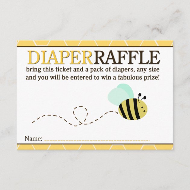 Bumble Bee Shower Diaper Raffle Card (front side)