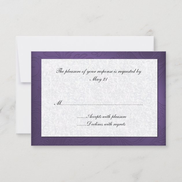 Purple Damask Wedding Response Card