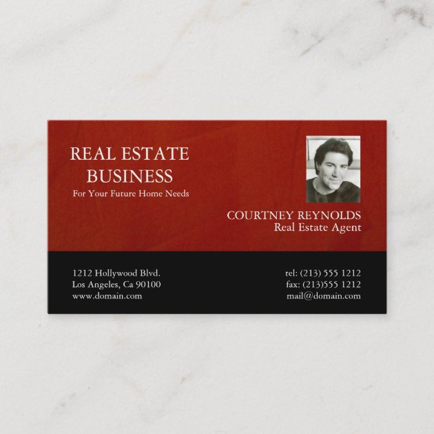 Real Estate Agent Marsala Crimson Business Cards (front side)