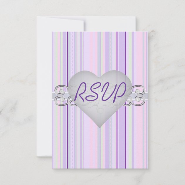 Striking Pastel Pinstripe Purple Rsvp Invitation