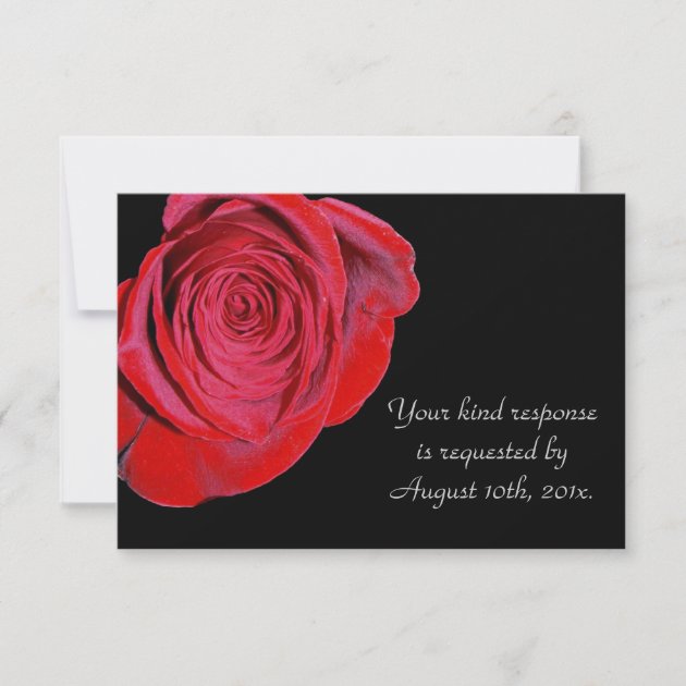 Single Red Rose Wedding RSVP Card