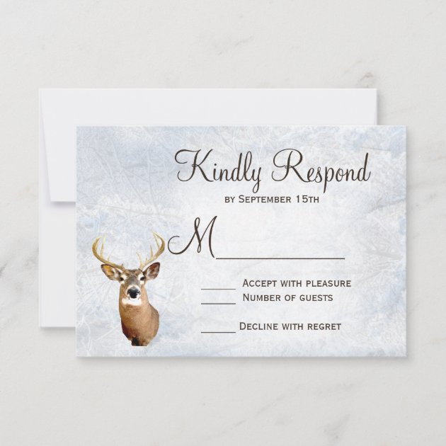 Winter Snow Camo Hunting Deer Wedding RSVP Cards