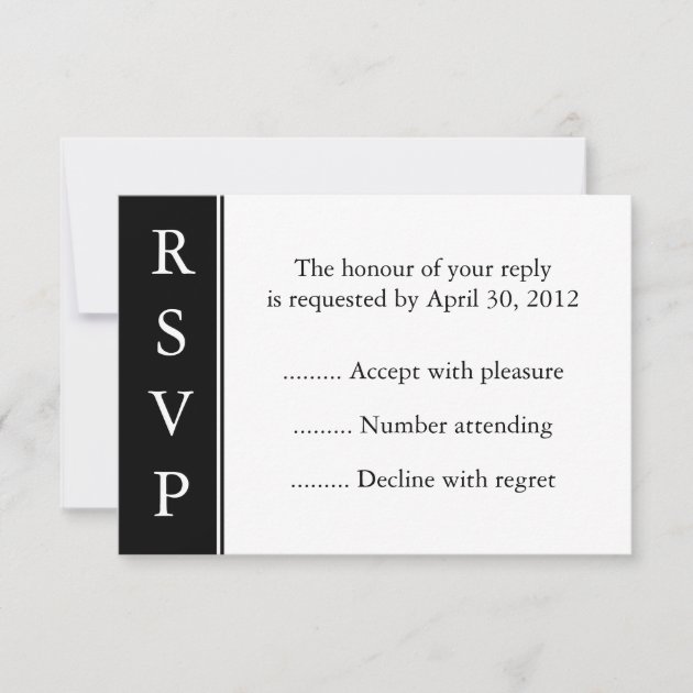 Black Event, Reply, Response or RSVP Card