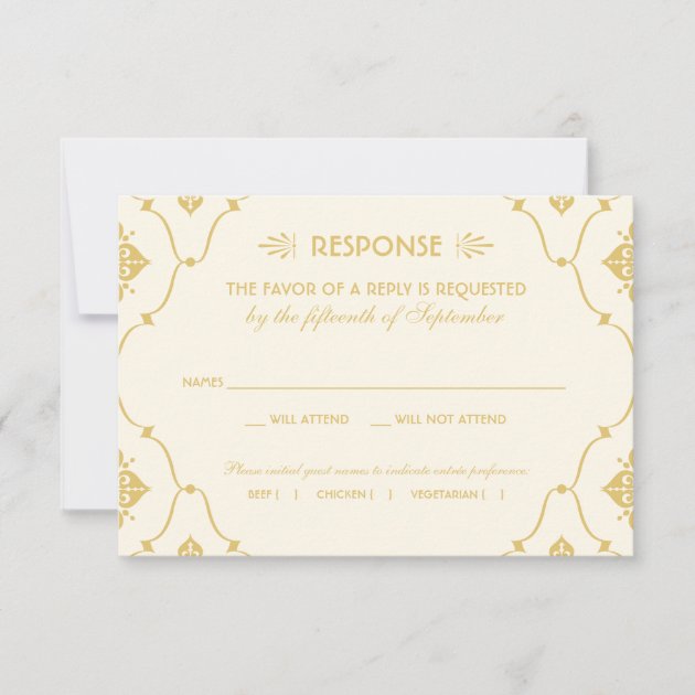 Wedding RSVP Card | Art Deco Style (front side)