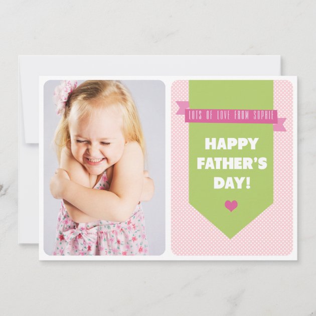 Cute Pink Polka Dots | Father's Day Flat Card