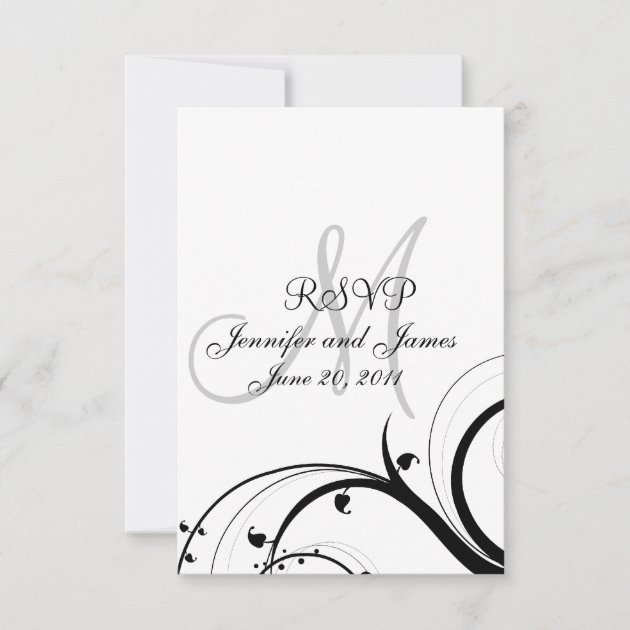 Wedding RSVP Card Swirls for Square Invite